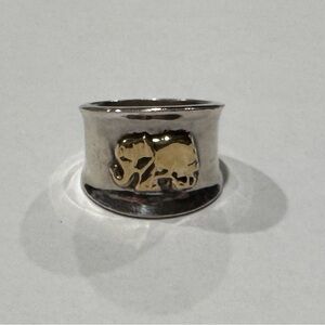 Vintage Chateau D' Argent Elephant Ring 18k Gold Sterling Silver 925 Wide Band